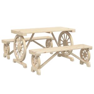 vidaXL 3 Piece Garden Dining Set Solid Wood Fir