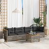 vidaXL 5 Piece Garden Sofa Set with Cushions Grey Poly Rattan