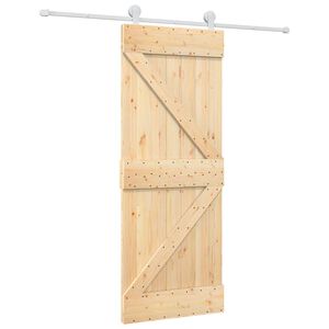 vidaXL Sliding Door Natural and White 80 x 210 cm Solid Pine Wood