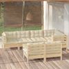 vidaXL 8 Piece Garden Lounge Set with Cream Cushions Solid Pinewood
