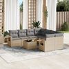 vidaXL 9 Piece Garden Sofa Set with Cushions Beige Poly Rattan