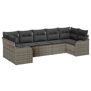 vidaXL Garden Sofa Set Grey Poly Rattan
