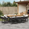 vidaXL 13 Piece Garden Dining Set with Cushions Black Poly Rattan