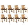 vidaXL Garden Chairs with Cushions 8 pcs Solid Acacia Wood
