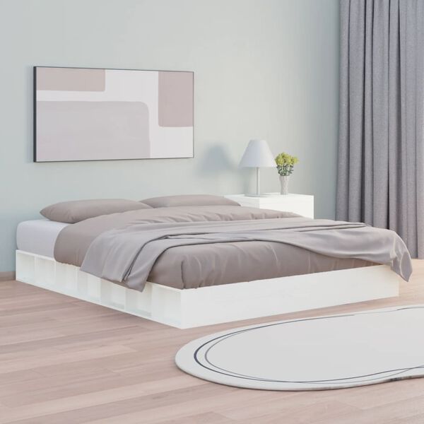 vidaXL Bed Frame without Mattress White 180x200 cm Super King Solid Wood