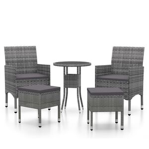 vidaXL Garden Lounge Set | Grey | Poly Rattan | Medium | Durable