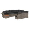 vidaXL 11 Piece Garden Sofa Set with Cushions Grey Poly Rattan