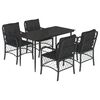 vidaXL 5 Piece Garden Dining Set with Cushions Black Poly Rattan