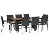 vidaXL 9 Piece Garden Dining Set with Cushions Black Poly Rattan