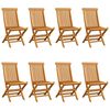 vidaXL Garden Chairs with Cream White Cushions 8 pcs Solid Teak Wood