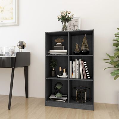 vidaXL Book Cabinet Grey 70x33x110 cm Solid Pinewood