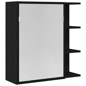 vidaXL Bathroom Mirror Cabinet Black Oak 62.5 x 20.5 x 64 cm