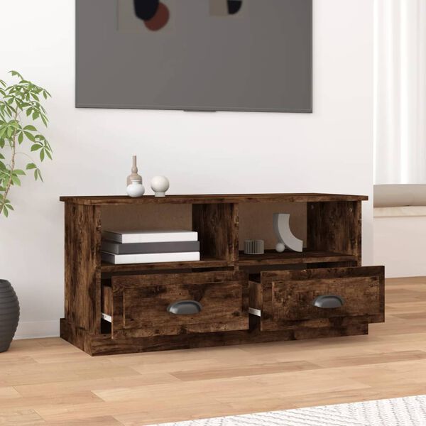 vidaXL TV Cabinet Smoked Oak 93x35.5x45 cm Engineered Wood