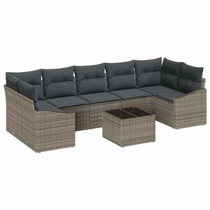 vidaXL Sofa Set with Cushion with Storage 8 pcs Grey Poly Rattan