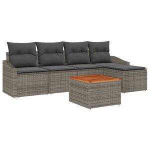 vidaXL Garden Sofa Set with Storage 6 pcs Grey Poly Rattan