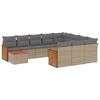 vidaXL 11 Piece Garden Sofa Set with Cushions Beige Poly Rattan