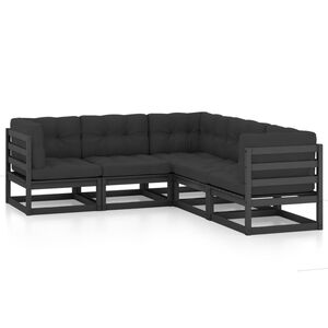 vidaXL 5 Piece Garden Lounge Set with Cushions Solid Wood Pine