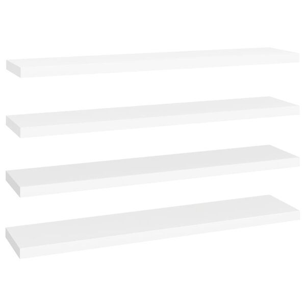 vidaXL Floating Wall Shelves 4 pcs White 120x23.5x3.8 cm MDF