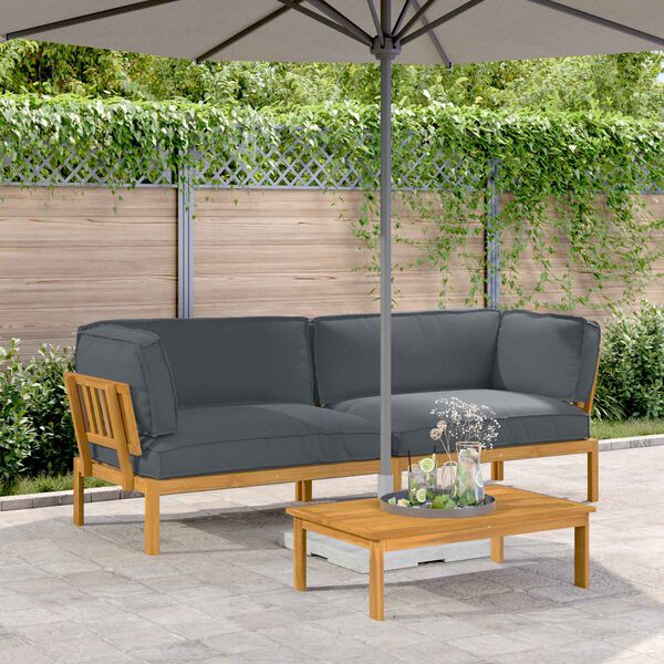 vidaXL Sofa Set with Cushion Plain 2 pcs Anthracite Solid Acacia Wood