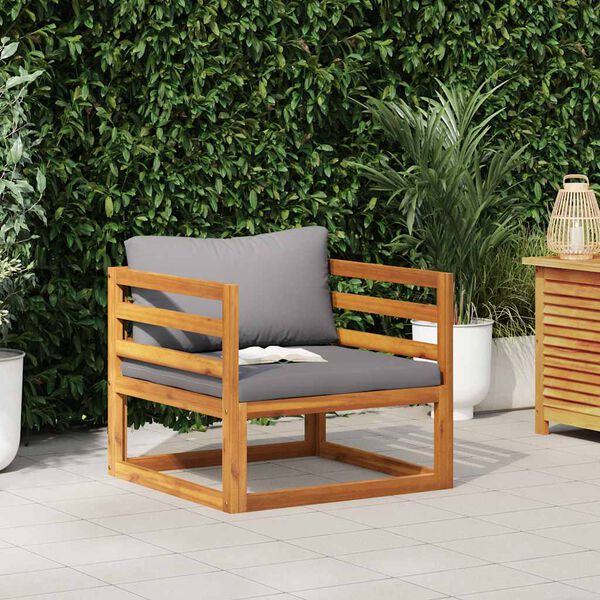 vidaXL Garden Chair with Dark Grey Cushions Solid Acacia Wood