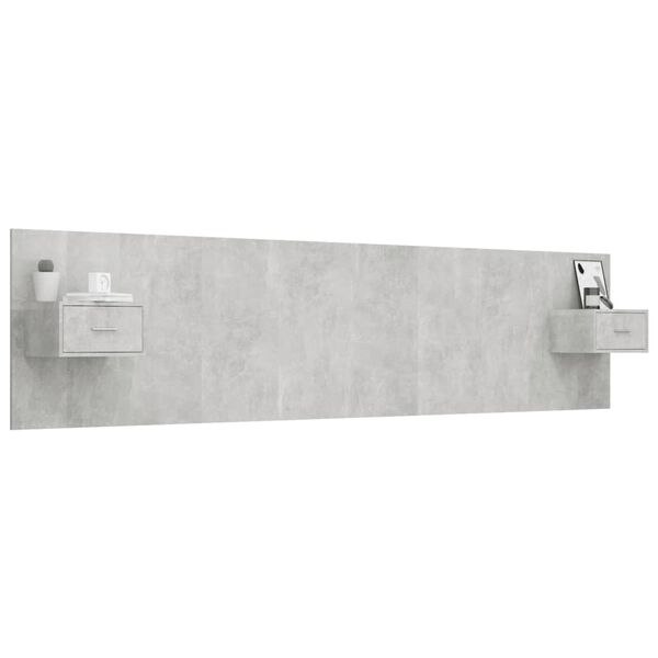 vidaXL Bed Headboard with Cabinets Concrete Grey Engineered Wood
