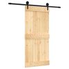 vidaXL Sliding Door Natural and Black 95 x 210 cm Solid Pine Wood