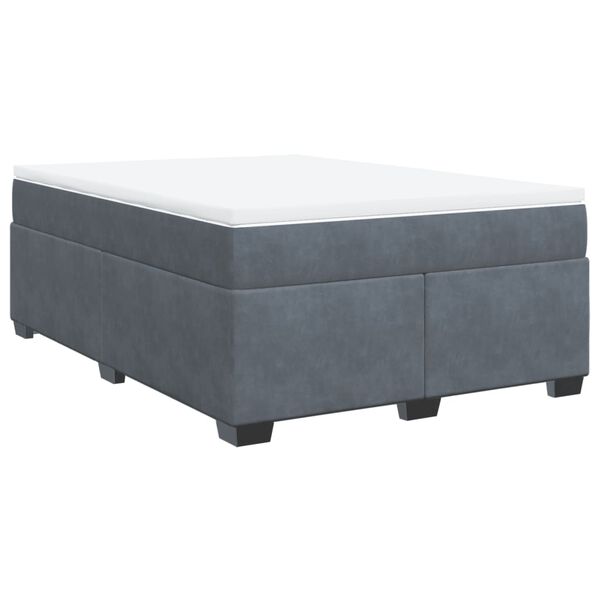 vidaXL Box Spring Bed with Mattress Dark Grey Double Velvet