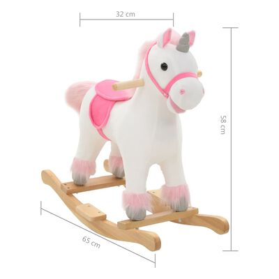 vidaXL Rocking Animal Unicorn Plush 65x32x58 cm White and Pink
