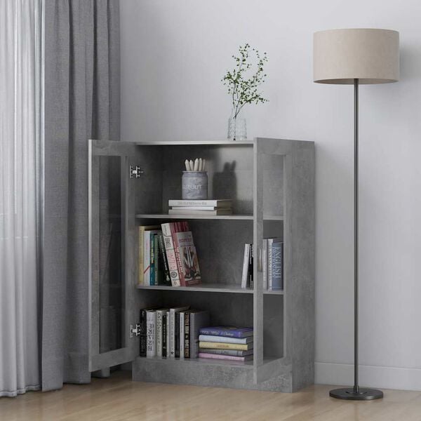 vidaXL Vitrine Cabinet Concrete Grey 82.5x30.5x115 cm Engineered Wood