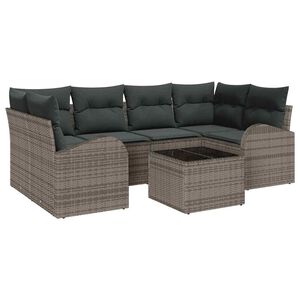 vidaXL Garden Sofa Set 7 pcs 6-Seater Grey Poly Rattan