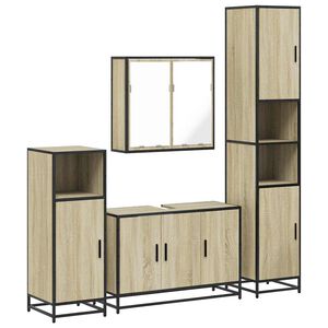 vidaXL 4 Piece Bathroom Furniture Set Sonoma Oak Engineered Wood