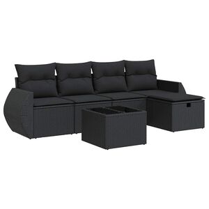 vidaXL 5 Piece Garden Sofa Set with Cushions Black Poly Rattan
