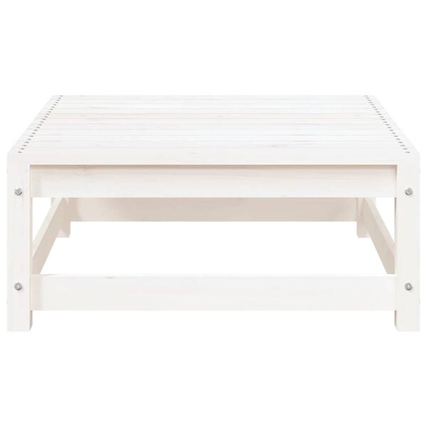 vidaXL Garden Footstool with Cushion White Solid Pinewood