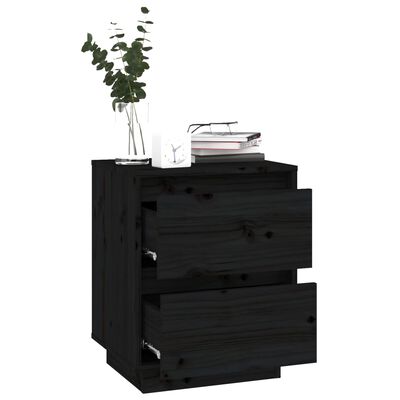 vidaXL Bedside Cabinets 2 pcs Black 40x35x50 cm Solid Wood Pine