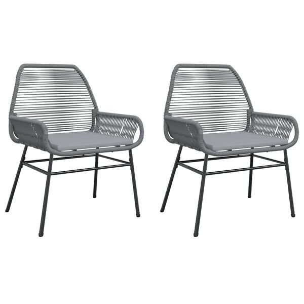 vidaXL Garden Chairs 2 pcs with Cushions Grey Poly Rattan