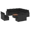 vidaXL 12 Piece Garden Sofa Set with Cushions Black Poly Rattan