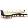 vidaXL 6 Piece Garden Lounge Set with Cushions Poly Rattan Black