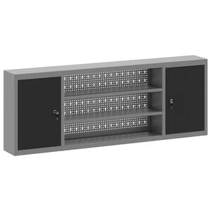 vidaXL Tool Cabinet with Shelf Black and Grey 150 x 20 x 55 cm Steel