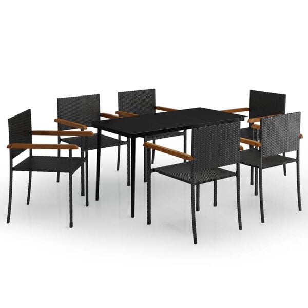 vidaXL 7 Piece Garden Dining Set Black