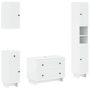 vidaXL 4 Piece Bathroom Cabinet Set EDE White Engineered Wood