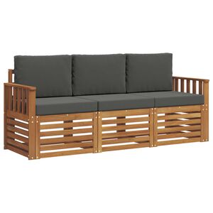 vidaXL Sofa Sets 3 pcs Natural and Anthracite Solid Acacia Wood