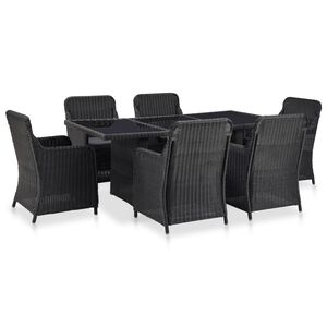 vidaXL 7 Piece Outdoor Dining Set Poly Rattan Black