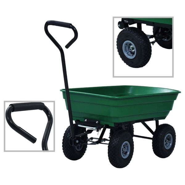 vidaXL Garden Tipping Hand Cart 300 kg 75L Green