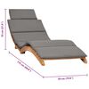 vidaXL Folding Sun Lounger with Dark Grey Cushion Solid Teak Wood