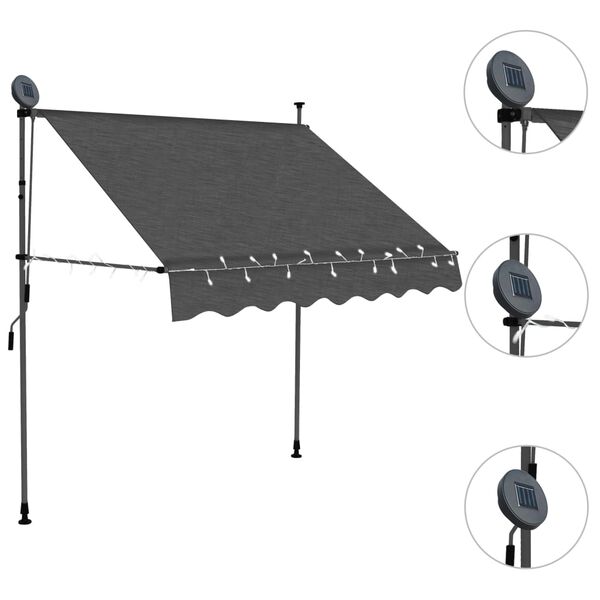vidaXL Manual Retractable Awning with LED 200 cm Anthracite