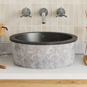 vidaXL Sink Black Ø40x15 cm Marble