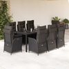 vidaXL 9 Piece Garden Dining Set with Cushions Black Poly Rattan