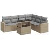 vidaXL 7 Piece Garden Sofa Set with Cushions Beige Poly Rattan