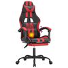 vidaXL Swivel Gaming Chair with Footrest Black&Red Faux Leather