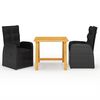 vidaXL 3 Piece Garden Dining Set Black
